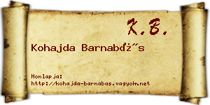 Kohajda Barnabás névjegykártya