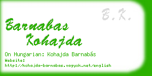 barnabas kohajda business card